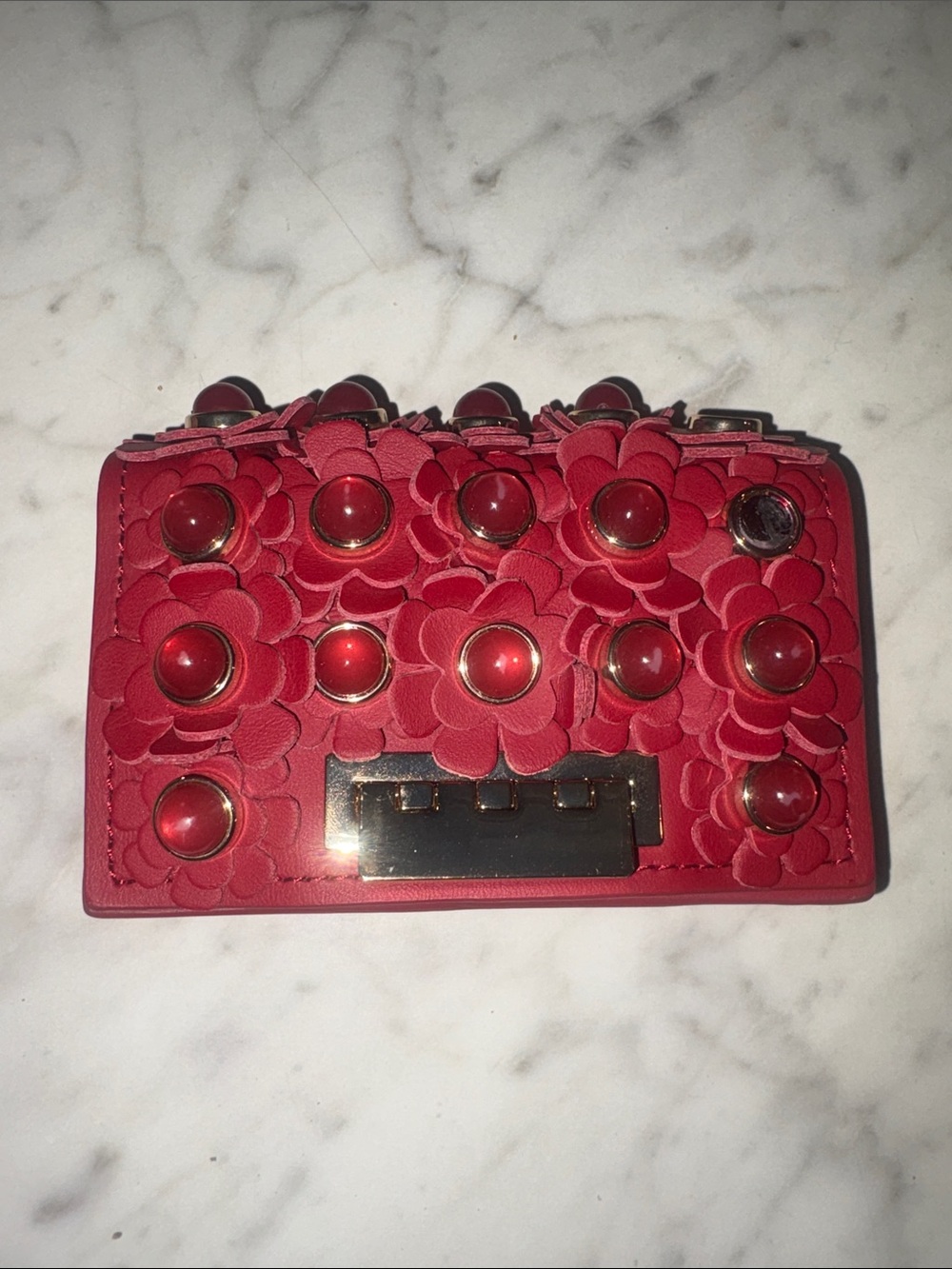 Zac Posen red flowered wallet